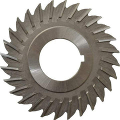 Made in USA - 2-1/2" Blade Diam x 1/8" Blade Thickness, 7/8" Hole, 28 Teeth, High Speed Steel Side Chip Saw - Straight Tooth, Arbor Connection, Right Hand Cut, Uncoated, with Keyway - All Tool & Supply