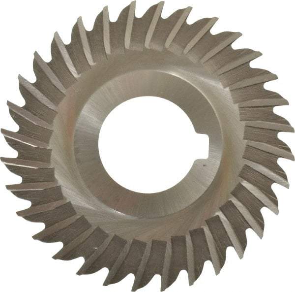 Made in USA - 3" Blade Diam x 1/16" Blade Thickness, 1" Hole, 32 Teeth, High Speed Steel Side Chip Saw - Straight Tooth, Arbor Connection, Right Hand Cut, Uncoated, with Keyway - All Tool & Supply