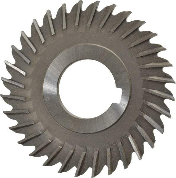 Made in USA - 3" Blade Diam x 5/32" Blade Thickness, 1" Hole, 32 Teeth, High Speed Steel Side Chip Saw - Straight Tooth, Arbor Connection, Right Hand Cut, Uncoated, with Keyway - All Tool & Supply