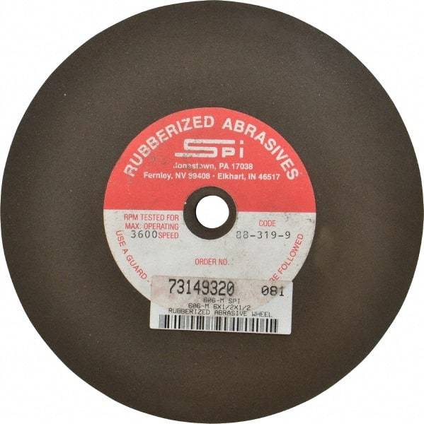 Made in USA - 6" Diam x 1/2" Hole x 1/2" Thick, 80 Grit Surface Grinding Wheel - Aluminum Oxide/Silicon Carbide Blend, Medium Grade, 3,600 Max RPM - All Tool & Supply