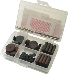 Made in USA - 64 Piece Rubberized Abrasive Point and Wheel Set - Includes 1/8 Inch Diameter Shank - All Tool & Supply