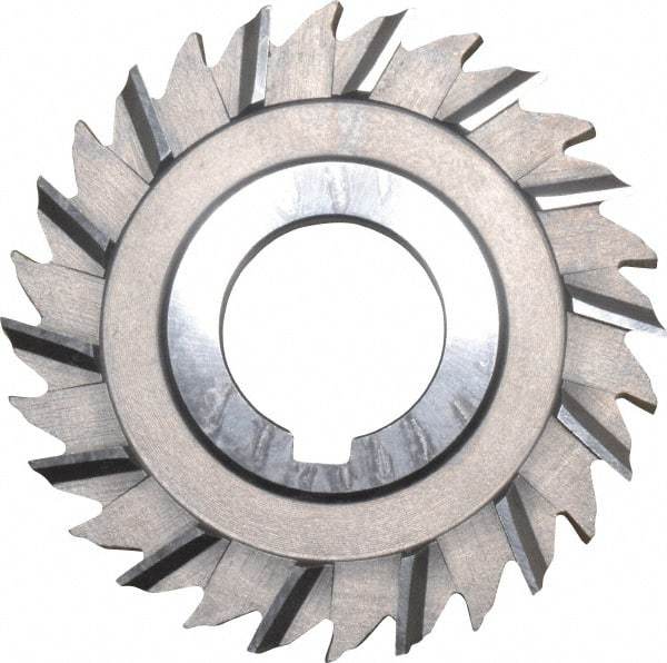 Made in USA - 3" Blade Diam x 1/4" Blade Thickness, 1" Hole, 28 Teeth, High Speed Steel Side Chip Saw - Staggered Tooth, Arbor Connection, Right Hand Cut, Uncoated, with Keyway - All Tool & Supply