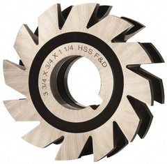 Made in USA - 3/8" Radius, 3/4" Circle Diam, 3-3/4" Diam x 1.197" Wide Cut, High Speed Steel Concave Radius Cutter - 3-3/4" OAL, Arbor Connection, Uncoated, Form Relieved, 10 Teeth - All Tool & Supply