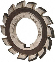 Made in USA - 3/16" Radius, 3/16" Circle Diam, 2-1/4" Cutter Diam, Arbor Connection, Convex Radius Cutter - High Speed Steel, Uncoated, Form Relieved, 14 Teeth - All Tool & Supply