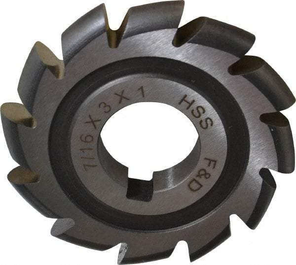 Made in USA - 7/32" Radius, 7/16" Circle Diam, 3" Cutter Diam, Arbor Connection, Convex Radius Cutter - High Speed Steel, Uncoated, Form Relieved, 12 Teeth - All Tool & Supply