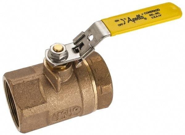 Apollo - 2" Pipe, Standard Port, Bronze Standard Ball Valve - 2 Piece, NPT Ends, Locking Lever Handle, 600 WOG, 150 WSP - All Tool & Supply