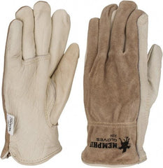 MCR Safety - Size M (8) Split Back/Grain Palm Cowhide General Protection Work Gloves - For Work & Driver, Uncoated, Full Fingered, Cream/Black/Brown, Paired - All Tool & Supply