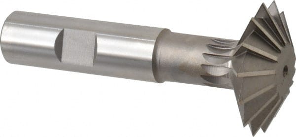 Made in USA - 1-1/2° 1-1/2" Cut Diam, 1/2" Cut Width, 5/8" Shank, High Speed Steel Double-Angle Cutter - All Tool & Supply