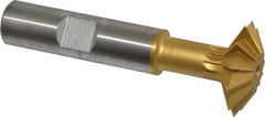 Made in USA - 1° 1" Cut Diam, 5/16" Cut Width, 1/2" Shank, High Speed Steel Double-Angle Cutter - All Tool & Supply