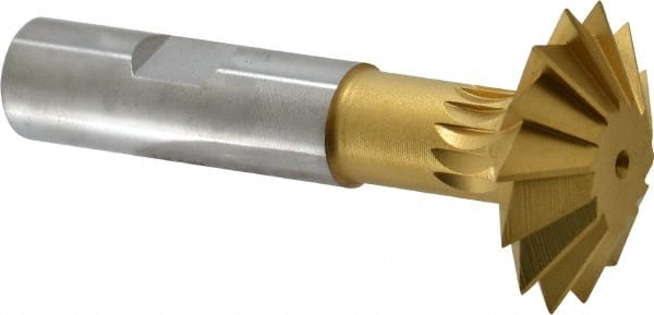 Made in USA - 1-1/2° 1-1/2" Cut Diam, 1/2" Cut Width, 5/8" Shank, High Speed Steel Double-Angle Cutter - All Tool & Supply