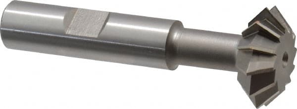 Made in USA - 1° 1" Cut Diam, 3/8" Cut Width, 1/2" Shank, High Speed Steel Double-Angle Cutter - All Tool & Supply