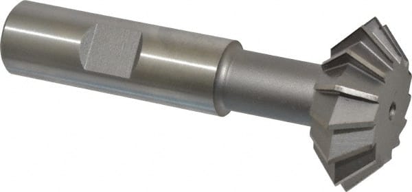 Made in USA - 1-3/8° 1-3/8" Cut Diam, 1/2" Cut Width, 5/8" Shank, High Speed Steel Double-Angle Cutter - All Tool & Supply