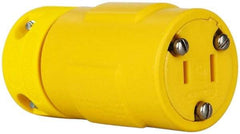 Value Collection - 125 VAC, 15 Amp, 1-15R NEMA, Straight, Ungrounded, Industrial Grade Connector - 2 Pole, 2 Wire, 1 Phase, Rubber, Yellow - All Tool & Supply