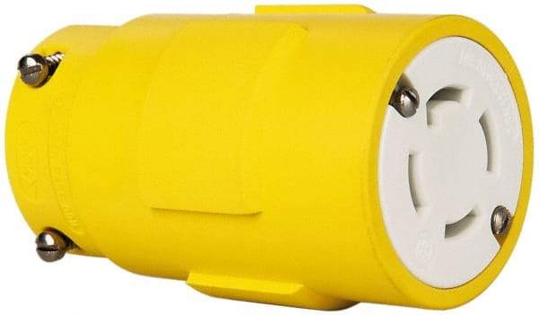 Value Collection - 125/250 VAC, 30 Amp, NonNEMA, Straight, Ungrounded, Industrial Grade Connector - 4 Pole, 4 Wire, 1 Phase, Rubber, Yellow - All Tool & Supply