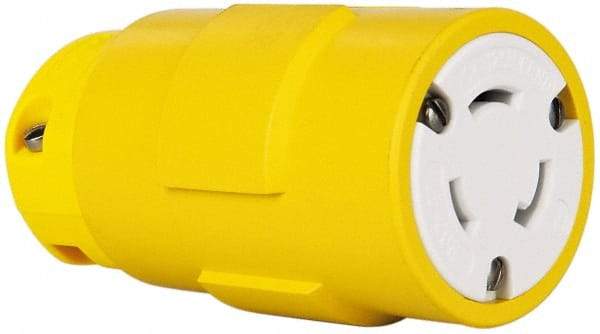 Value Collection - 125 VAC, 20 Amp, L5-20 NEMA, Straight, Ungrounded, Industrial Grade Connector - 2 Pole, 3 Wire, 1 Phase, Rubber, Yellow - All Tool & Supply