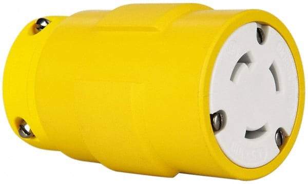 Value Collection - 125 VAC, 30 Amp, L5-30 NEMA, Straight, Ungrounded, Industrial Grade Connector - 2 Pole, 3 Wire, 1 Phase, Rubber, Yellow - All Tool & Supply