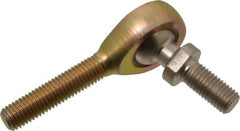 Alinabal - 1/4" ID, 3/4" Max OD, 1,650 Lb Max Static Cap, Spherical Rod End - 1/4-28 RH, 3/8" Shank Diam, 1" Shank Length, Steel with Molded Nyloy Raceway - All Tool & Supply