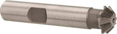 Made in USA - 1/2" Diam x 1/8" Width of Cut, 45° Included Angle, Shank Connection, High Speed Steel Single Angle Cutter - 3/8" Shank Diam, 2-1/8" Overall Length, Right Hand Cut, Uncoated - All Tool & Supply