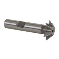 Made in USA - 3/4" Diam x 3/16" Width of Cut, 45° Included Angle, Shank Connection, High Speed Steel Single Angle Cutter - 3/8" Shank Diam, 2-1/8" Overall Length, Right Hand Cut, Uncoated - All Tool & Supply