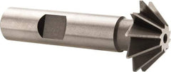 Made in USA - 1" Diam x 5/16" Width of Cut, 45° Included Angle, Shank Connection, High Speed Steel Single Angle Cutter - 1/2" Shank Diam, 2-1/2" Overall Length, Right Hand Cut, Uncoated - All Tool & Supply