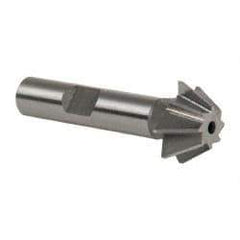 Made in USA - 3/4" Diam x 5/16" Width of Cut, 60° Included Angle, Shank Connection, High Speed Steel Single Angle Cutter - 3/8" Shank Diam, 2-1/8" Overall Length, Right Hand Cut, Uncoated - All Tool & Supply