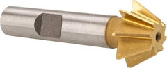 Made in USA - 3/4" Diam x 5/16" Width of Cut, 60° Included Angle, Shank Connection, High Speed Steel Single Angle Cutter - 3/8" Shank Diam, 2-1/8" Overall Length, Right Hand Cut, TiN Coated - All Tool & Supply