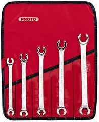 Proto - 5 Piece, 7mm x 8mm to 15mm x 17mm, 12 Point Flare Nut Wrench Set - Metric Measurement Standard, Satin Finish, Comes in Pouch - All Tool & Supply