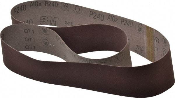 3M - 2-1/2" Wide x 60" OAL, 240 Grit, Aluminum Oxide Abrasive Belt - Aluminum Oxide, Very Fine, Coated, X Weighted Cloth Backing, Series 341D - All Tool & Supply