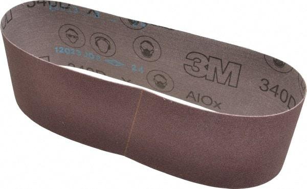 3M - 3" Wide x 24" OAL, 100 Grit, Aluminum Oxide Abrasive Belt - Aluminum Oxide, Fine, Coated, X Weighted Cloth Backing, Series 340D - All Tool & Supply