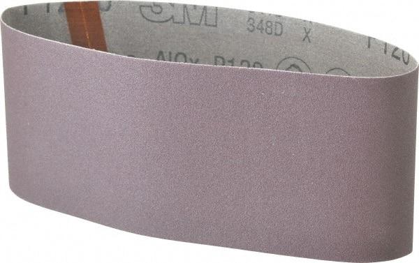 3M - 4" Wide x 21-3/4" OAL, 120 Grit, Aluminum Oxide Abrasive Belt - Aluminum Oxide, Fine, Coated, X Weighted Cloth Backing, Series 341D - All Tool & Supply