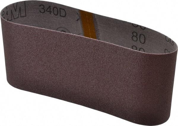 3M - 4" Wide x 21-3/4" OAL, 80 Grit, Aluminum Oxide Abrasive Belt - Aluminum Oxide, Medium, Coated, X Weighted Cloth Backing, Series 240D - All Tool & Supply