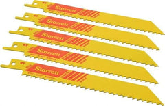 Starrett - 6" Long x 3/4" Thick, Bi-Metal Reciprocating Saw Blade - Straight Profile, 6 TPI, Toothed Edge, Universal Shank - All Tool & Supply