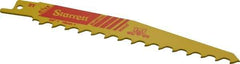 Starrett - 6" Long x 3/4" Thick, Bi-Metal Reciprocating Saw Blade - Tapered Profile, 3 TPI, Toothed Edge, Universal Shank - All Tool & Supply