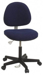 Bevco - ESD Swivel Chair with Back Rest - 18" Wide x 18" Deep, Conductive Cloth Seat, Navy Blue - All Tool & Supply