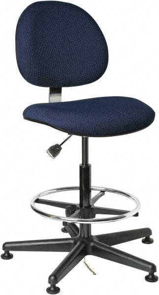 Bevco - ESD Swivel Stool - 18" Wide x 18" Deep, Conductive Cloth Seat, Navy Blue - All Tool & Supply