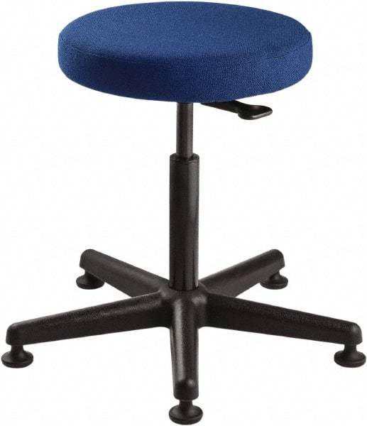 Bevco - 15" Wide x 15" Deep x 24 to 34" High, Reinforced Plastic Base, Adjustable Seat Stool - Fabric Seat, Blue - All Tool & Supply