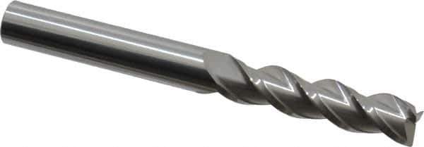 Accupro - 3/8", 3 Flute, Single End, Solid Carbide, 0.015" Corner Radius End Mill - 3-1/2" OAL, 40° Helix, Right Hand Flute, 1-1/2" LOC, Right Hand Cut - All Tool & Supply