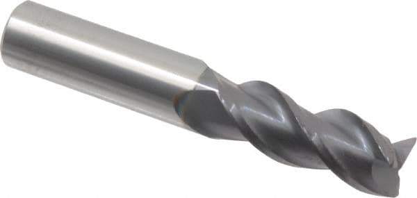 Accupro - 1/2", 3 Flute, Single End, Solid Carbide, 0.02" Corner Radius End Mill - 3" OAL, 40° Helix, Right Hand Flute, 1-1/4" LOC, Right Hand Cut - All Tool & Supply