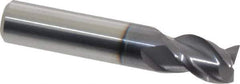 Accupro - 3/8", 3 Flute, Single End, Solid Carbide, 0.015" Corner Radius End Mill - 2" OAL, 40° Helix, Right Hand Flute, 5/8" LOC, Right Hand Cut - All Tool & Supply