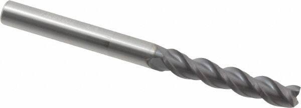 Accupro - 1/4", 3 Flute, Single End, Solid Carbide, 0.01" Corner Radius End Mill - 3" OAL, 40° Helix, Right Hand Flute, 1-1/4" LOC, Right Hand Cut - All Tool & Supply