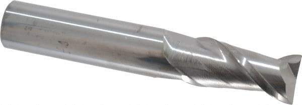 Accupro - 1/2", 2 Flute, Single End, Solid Carbide, 0.015" Corner Radius End Mill - 3" OAL, 40° Helix, Right Hand Flute, 1" LOC, Right Hand Cut - All Tool & Supply