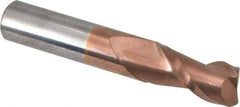 Accupro - 1/2", 2 Flute, Single End, Solid Carbide, 0.02" Corner Radius End Mill - 3" OAL, 40° Helix, Right Hand Flute, 1" LOC, Right Hand Cut - All Tool & Supply