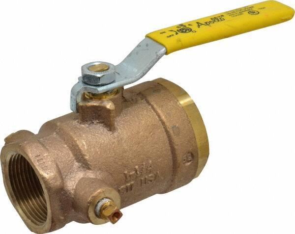 Conbraco - 1-1/4" Pipe, Bronze, Straight with Side Tap, Gas Ball Valve - 250 psi WOG Rating, Lever Handle, FNPT x FNPT End Connections, 2 Piece - All Tool & Supply