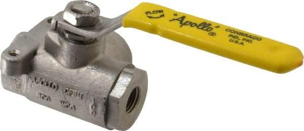 Apollo - 1/4" Pipe, Standard Port, Stainless Steel Standard Ball Valve - 2 Piece, Three Way, FNPT x FNPT Ends, Lever Handle, 800 WOG - All Tool & Supply