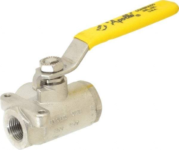 Apollo - 3/8" Pipe, Standard Port, Stainless Steel Standard Ball Valve - 2 Piece, Three Way, FNPT x FNPT Ends, Lever Handle, 800 WOG - All Tool & Supply