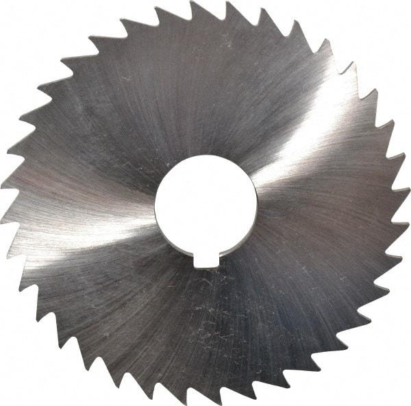 Made in USA - 4" Diam x 1/8" Blade Thickness x 1" Arbor Hole Diam, 36 Tooth Slitting and Slotting Saw - Arbor Connection, Right Hand, Uncoated, High Speed Steel, Concave Ground, Contains Keyway - All Tool & Supply