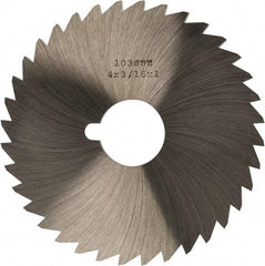 Made in USA - 4" Diam x 3/16" Blade Thickness x 1" Arbor Hole Diam, 36 Tooth Slitting and Slotting Saw - Arbor Connection, Right Hand, Uncoated, High Speed Steel, Concave Ground, Contains Keyway - All Tool & Supply