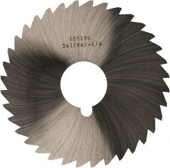 Made in USA - 5" Diam x 1/8" Blade Thickness x 1-1/4" Arbor Hole Diam, 40 Tooth Slitting and Slotting Saw - Arbor Connection, Right Hand, Uncoated, High Speed Steel, Concave Ground, Contains Keyway - All Tool & Supply