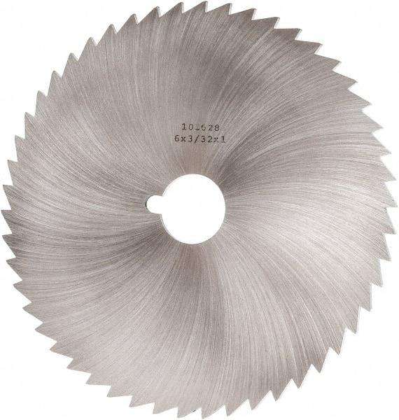 Made in USA - 6" Diam x 3/32" Blade Thickness x 1" Arbor Hole Diam, 50 Tooth Slitting and Slotting Saw - Arbor Connection, Right Hand, Uncoated, High Speed Steel, Concave Ground, Contains Keyway - All Tool & Supply