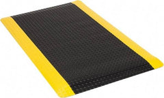 Wearwell - 5' Long x 3' Wide, Dry Environment, Anti-Fatigue Matting - Black with Yellow Borders, Vinyl with Urethane Sponge Base, Beveled on 4 Sides - All Tool & Supply